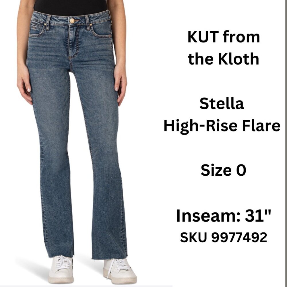 KUT from the Kloth Stella High-Rise Fab Ab Flare W/Raw Hem